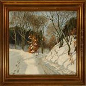 Winter Forest In Orholm by Olaf Viggo Peter Langer