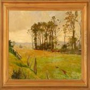 Autumn Landscape With Grazing Cattle by Olaf Viggo Peter Langer