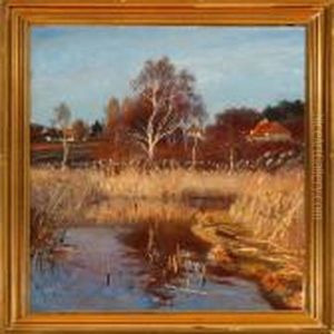 A Danish Autumnlandscape by Olaf Viggo Peter Langer