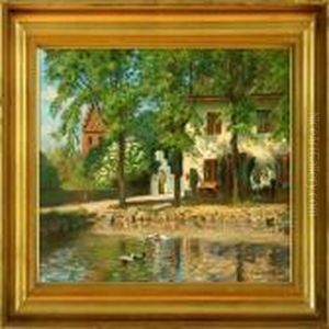 Summer Day At Sollerod Inn, Denmark. Signed And Dated Viggo Langer 1926 by Olaf Viggo Peter Langer