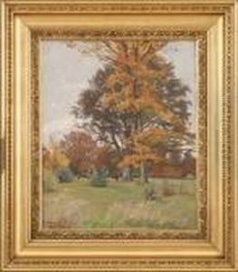 Autumn Landscape With Cattle by Olaf Viggo Peter Langer