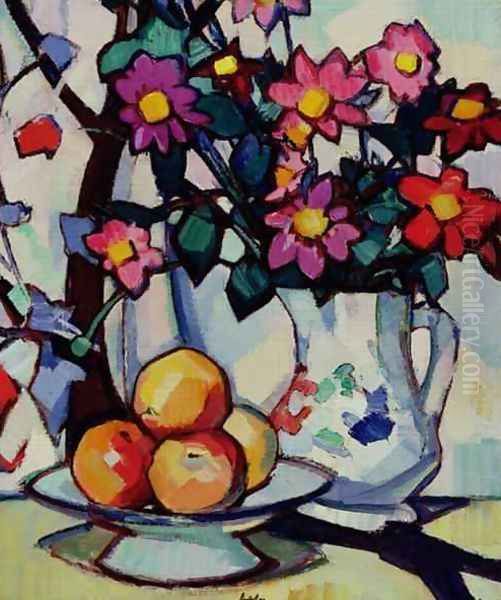 Still life of dahlias and fruit, c.1910-12 - view 1