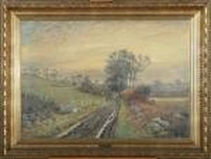 Landscape With A Sunken Road by Olaf Viggo Peter Langer