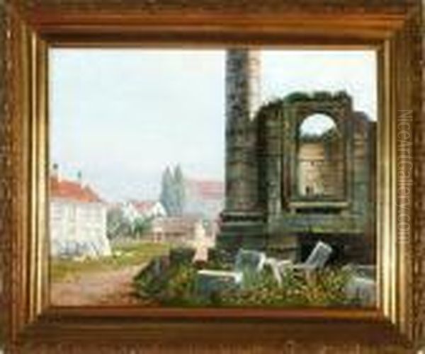 A Danish Street Scenery From Copenhagen With Ruins Of The Marble Cathedral - view 1