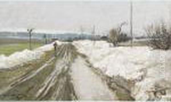 Figure On A Snowy Lane - view 1