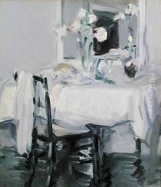 An Interior with Roses in a Vase on a Table - view 1