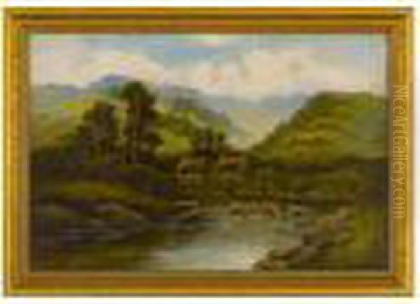Highland Cattle In A River - view 1