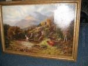 Highland Cattle Watering by William Langley