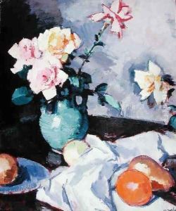 Pink Roses in a Green Jug, c.1926 by Samuel John Peploe