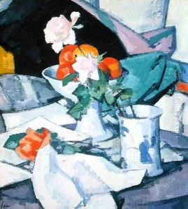 Still Life, Roses and Chinese Jar by Samuel John Peploe