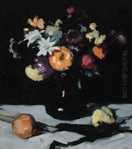 Still Life with Chrysanthemums against Black, c.1912 by Samuel John Peploe