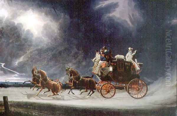 The Norwich Mail Coach in a Thunderstorm on Newmarket Heath - view 1
