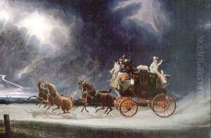 The Norwich Mail Coach in a Thunderstorm on Newmarket Heath by James Pollard