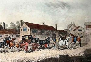 The Mail Coach Changing Horses, engraved by R. Havell, 1815 by James Pollard