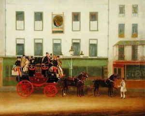 The London-Manchester Stage Coach (The Peveril of the Peak) outside the Peacock Inn, Islington by James Pollard