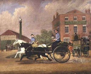 The Omnibus, Livery and Bait Stables at the White Swan Inn, Upper Clapton, 1853 by James Pollard
