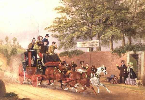 A Mail coach passing travellers on a road - view 1