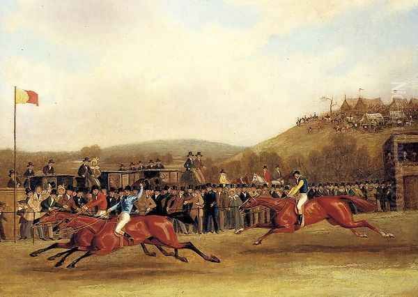 Vivian, Lady Emily and Wallington at the Finish of The Hunter's Stakes at Worthy Down, Winchester in July 1835 - view 1