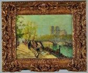 notre-dame Et Les Bouquinistes Sur Les Quais De Paris