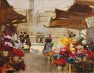 Le Marche Aux Fleurs by Georges Lapchine