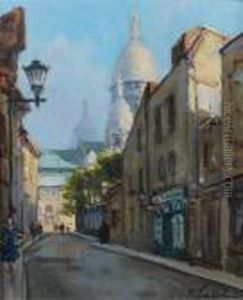 Rue A Montmartre by Georges Lapchine