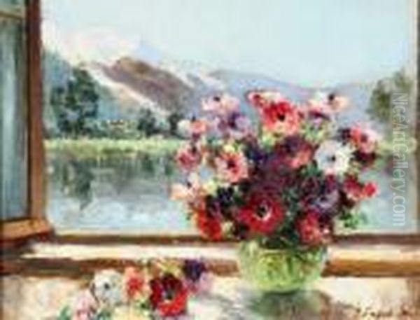 Vase De Fleurs A La Fenetre D'un Chalet - view 1