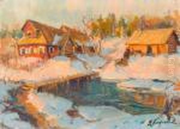 Winter Landscape With Stream. - view 1