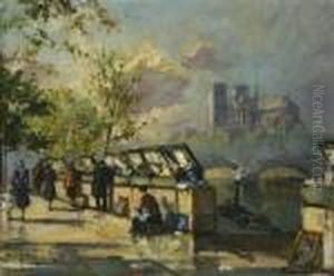 Sur Le Quai Pres De Notre Dame by Georges Lapchine