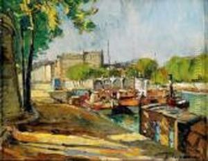 Les Quais De Seine A Paris by Georges Lapchine