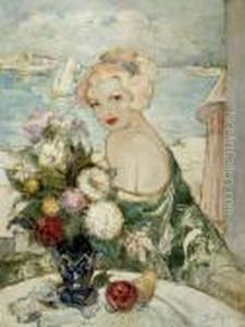 Madchen Auf Sudlicher Kusten-terrasse by Georges Lapchine