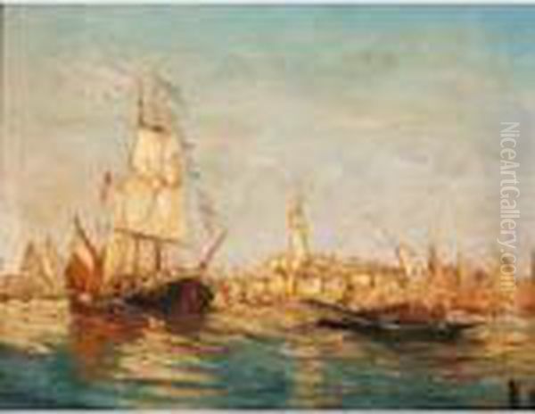 Boats On An Italian River - view 1