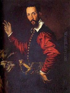 Portrait of a Gentleman with Two Dogs by Bartolomeo Passerotti