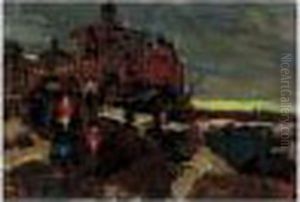 Taking Home The Light At Easter,
Signed In Latin, Oil On Board, 19 By 26.5 Cm., 7 1/4 By 10 1/2 In by Georges Lapchine
