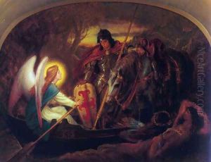 How an Angel rowed Sir Galahad across the Dern Mere by Sir Joseph Noel Paton