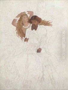 Study of a knight on horseback by Sir Joseph Noel Paton