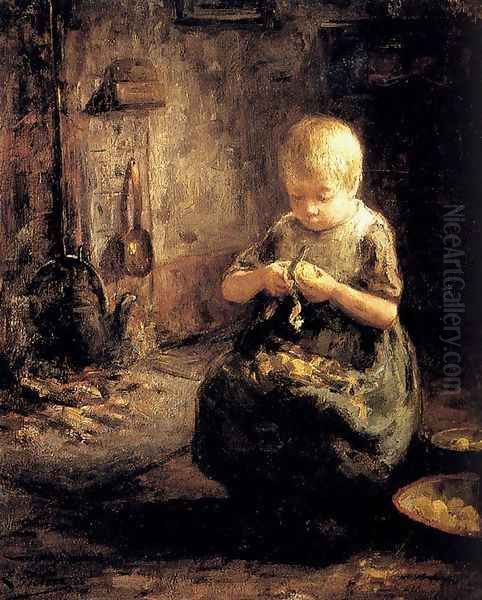 A Child Peeling Potatoes - view 1