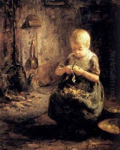 A Child Peeling Potatoes by Evert Pieters