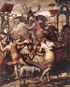 The Three Young Men in the Blazing Furnace 1575 by Evert Pieters