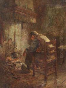 By the fireside by Evert Pieters