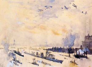 Bringing Home the Heroes After the Zeppelin Explosion by Joseph Pennell