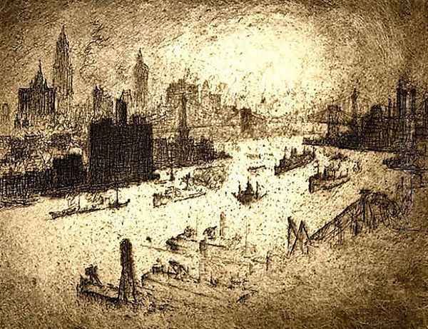 Sunset from Williamsburg Bridge, 1915 - view 1