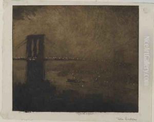 Brooklyn Bridge at Night, 1922 by Joseph Pennell