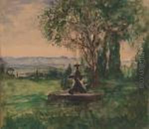 La Fontaine Dans Le Parc by Pierre Laprade