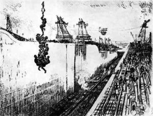 Dinner Time at Gatun, plate III from The Panama Canal by Joseph Pennell, 1912 by Joseph Pennell