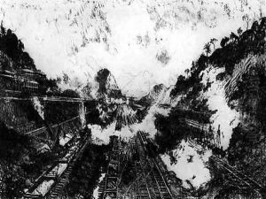 The Cut Looking towards Ancon Hill, plate XVII from The Panama Canal by Joseph Pennell, 1912 by Joseph Pennell