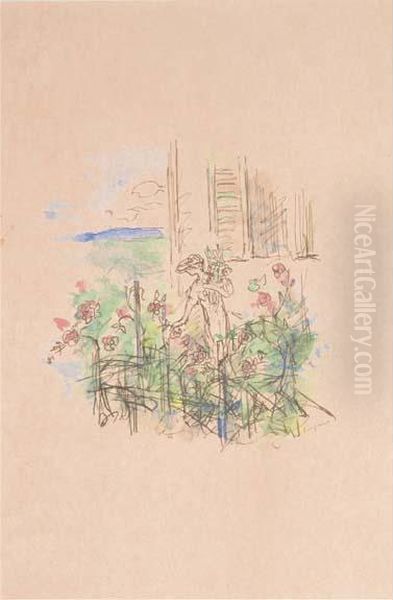 Femme Cueillant Des Fleurs - view 1