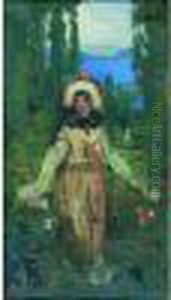 Personnage De La Comedia Del Arte Dans Un Parc by Pierre Laprade