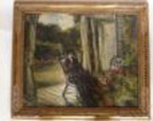 Femme Assise Dans Un Jardin. by Pierre Laprade