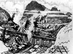 The Cut at Paraiso, plate XVI from The Panama Canal by Joseph Pennell, 1912 The Cut at Paraiso, plate XVI from The Panama Canal by Joseph Pennell, 1912