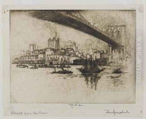 The Heights, Brooklyn, 1924 by Joseph Pennell